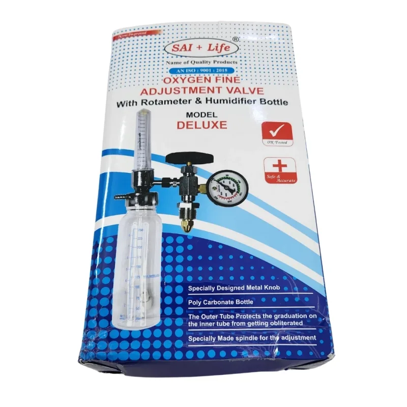 Oxygen Flow meter with humidifier bottle for Cylinder