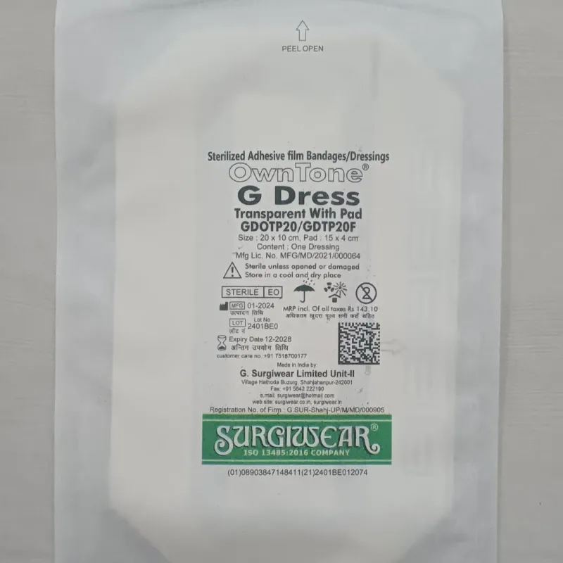 Surgiwear G Dress Transparent 20*10 with Pad -10 pcs pkt