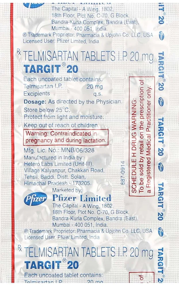 Targit 20mg Strip Of 15 Tablets