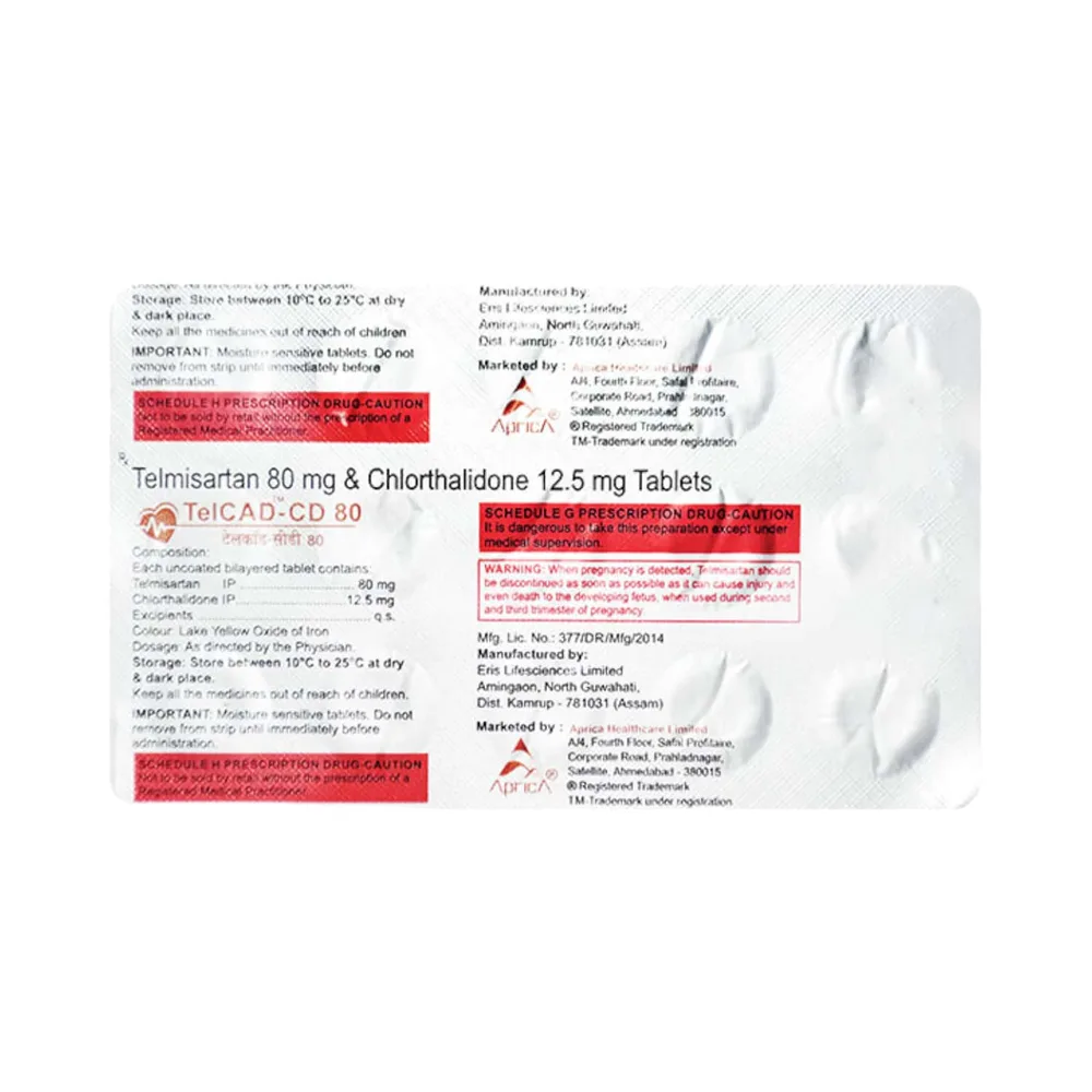 Tel Cad Cd 80mg Strip Of 15 Tablets