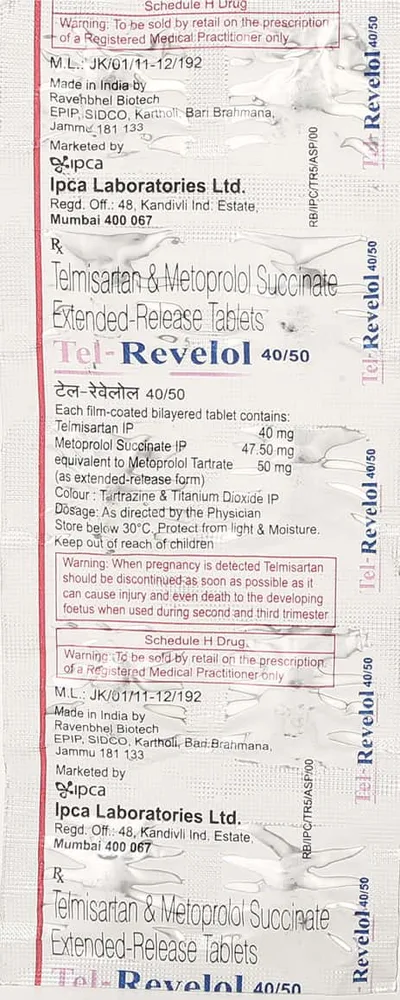 Tel Revelol 40/50mg Strip Of 10 Tablets