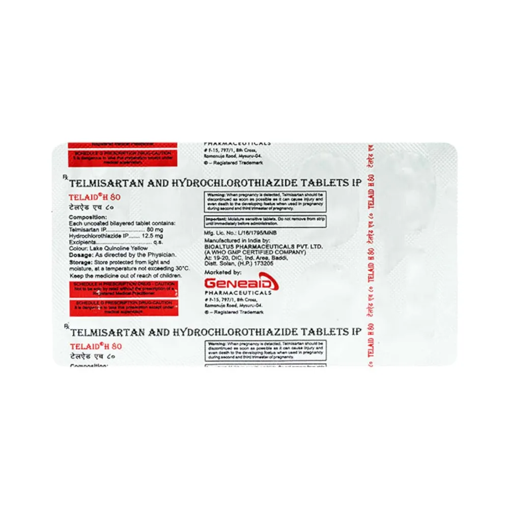 Telaid H 80/12.5mg Strip Of 10 Tablets