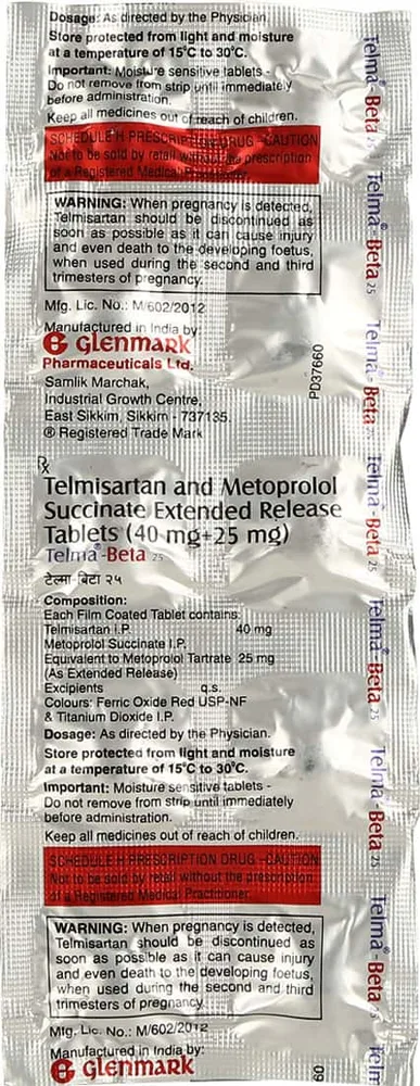 Telma Beta 25mg Strip Of 10 Tablets