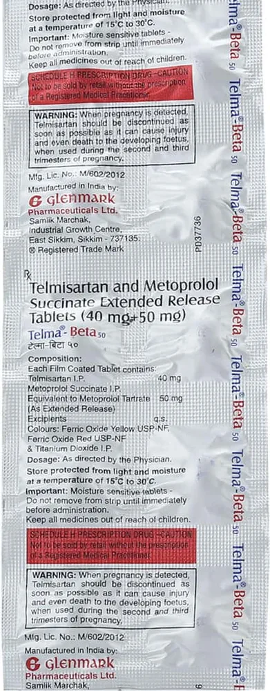 Telma Beta 50mg Strip Of 10 Tablets
