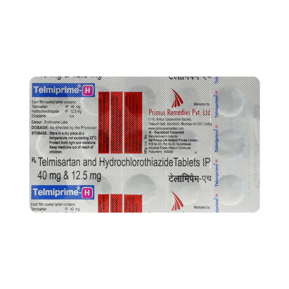 Telmiprime H 40mg Strip Of 15 Tablets