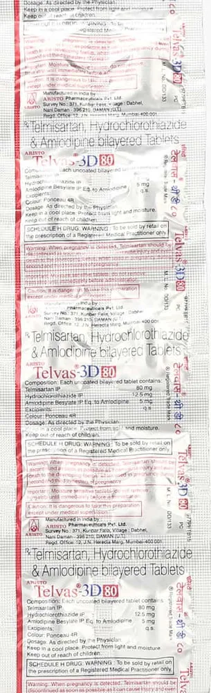 Telvas 3d 80mg Strip Of 10 Tablets