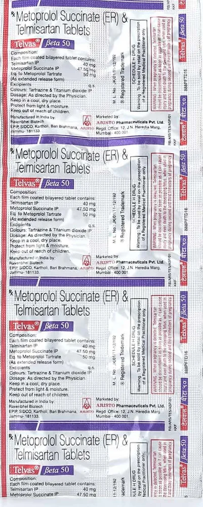 Telvas Beta 50mg Strip Of 10 Tablets