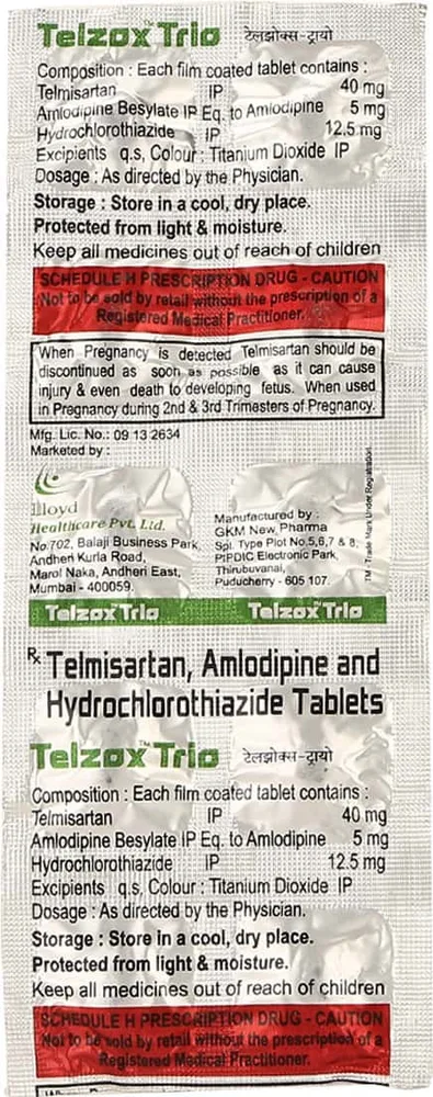 Telzox Trio 40mg Strip Of 10 Tablets