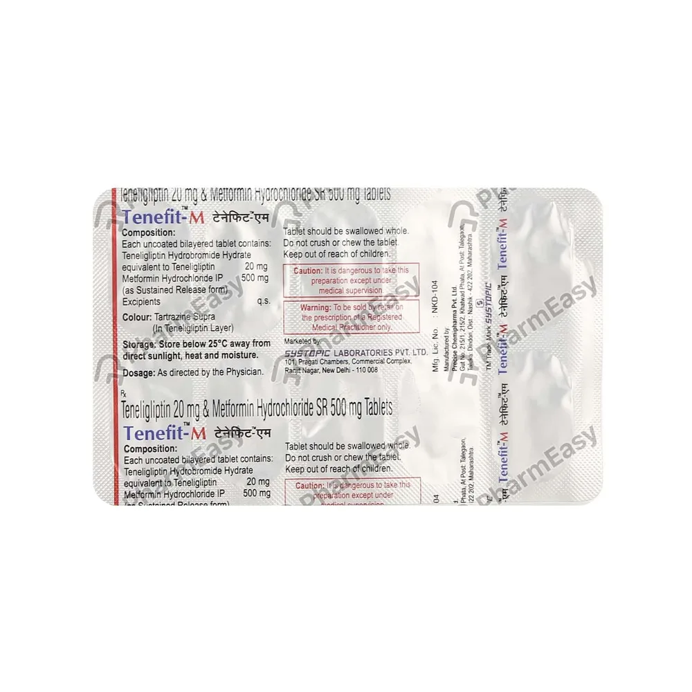 Tenefit M Tenefit M 20/500mg Strip Of 10 Tablets | TENEFIT | Doctar | DOCTAR
