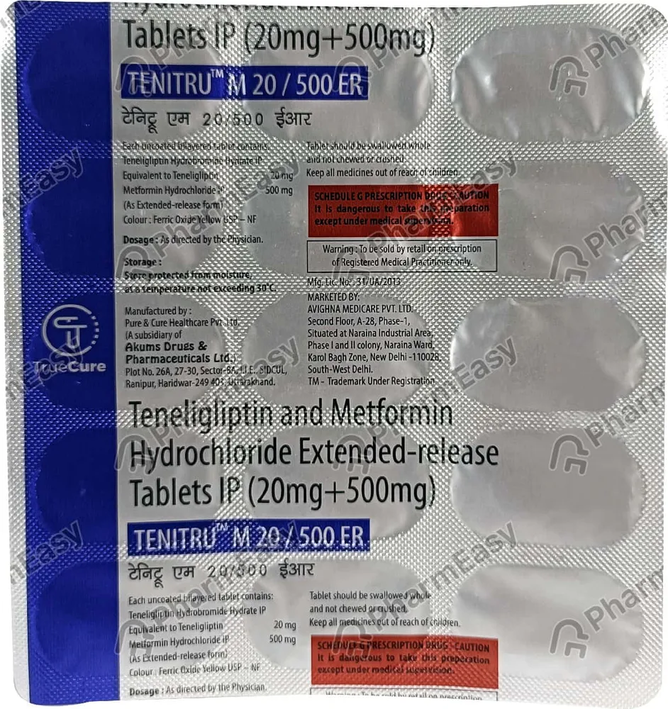 Tenitru M 20/500mg Er Strip Of 15 Tablets