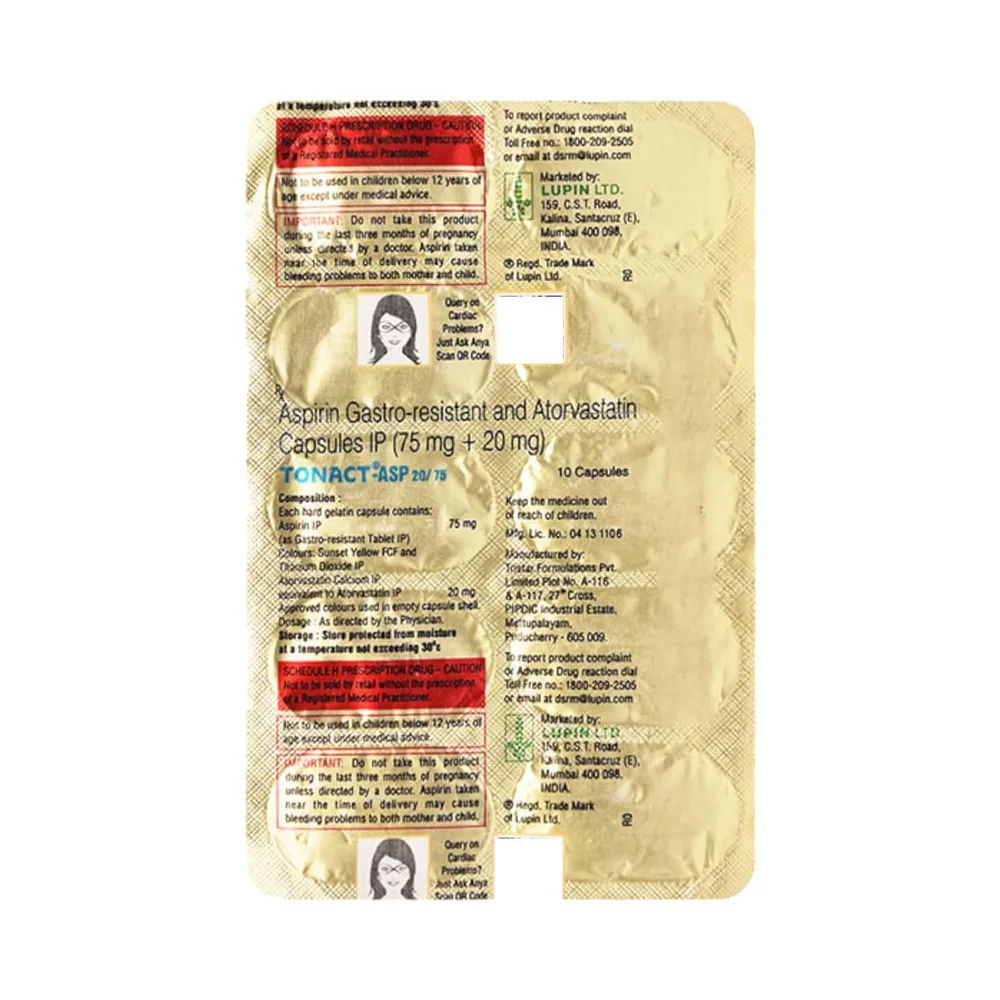 Tonact Asp 20/75mg Strip Of 10 Capsules