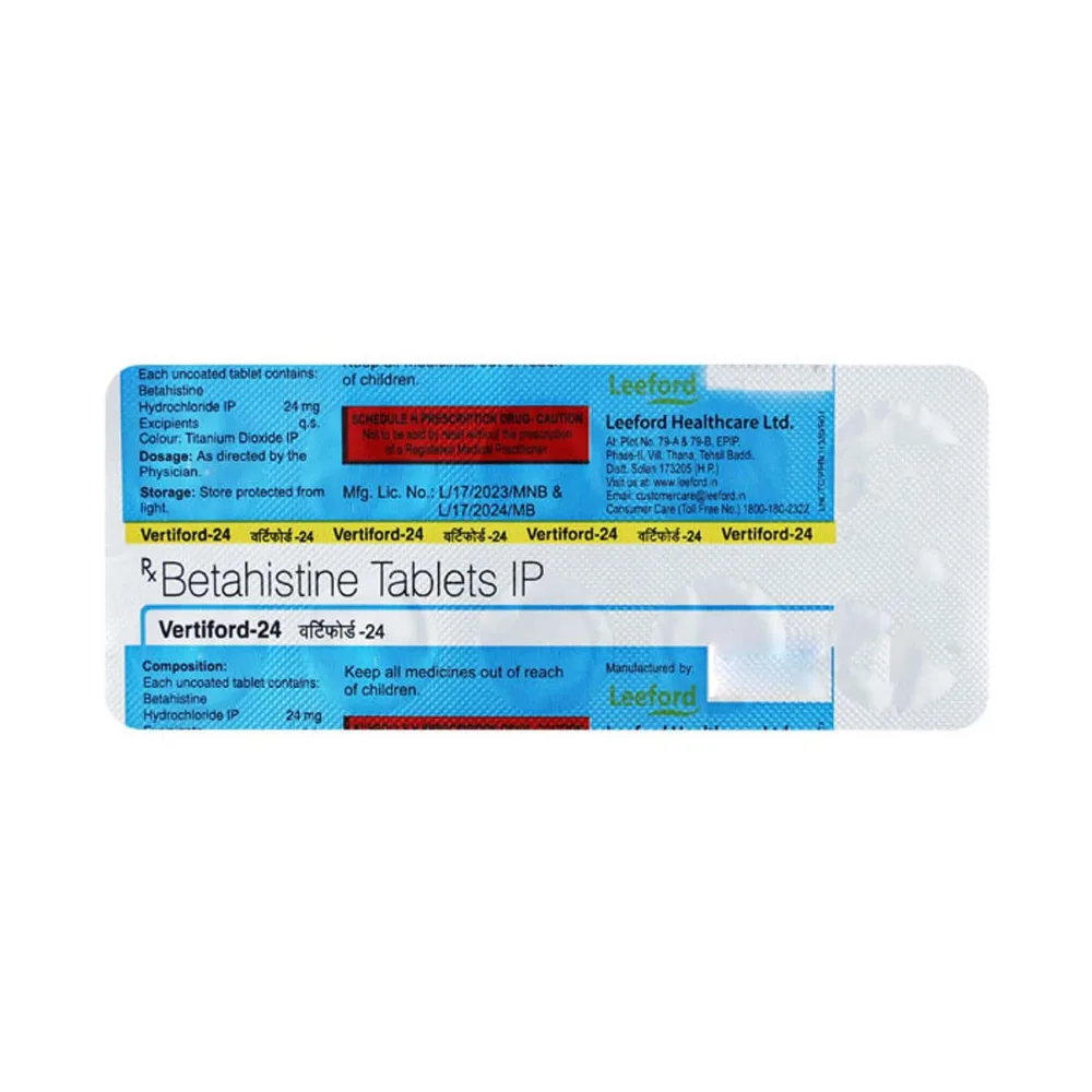 Vertiford 24mg Strip Of 10 Tablets