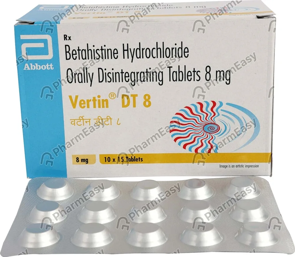 Vertin Dt 8mg Strip Of 15 Orally Disintegrating Tablets