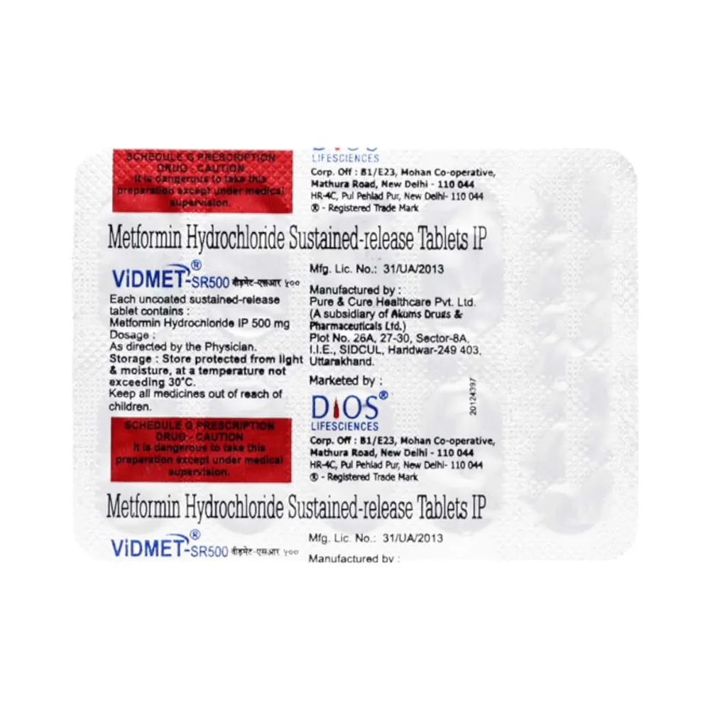 Vidmet Sr 500mg Strip Of 10 Tablets