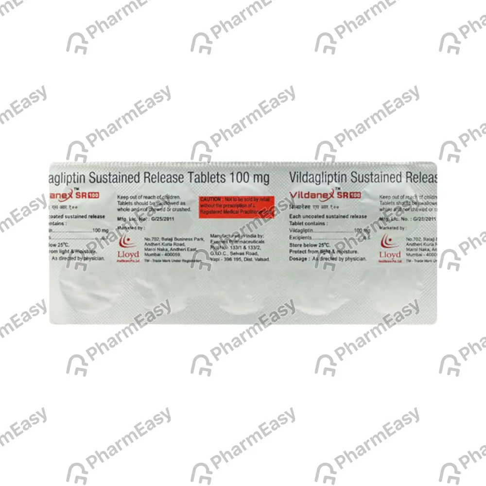 Vildanex Sr 100mg Strip Of 10 Tablets
