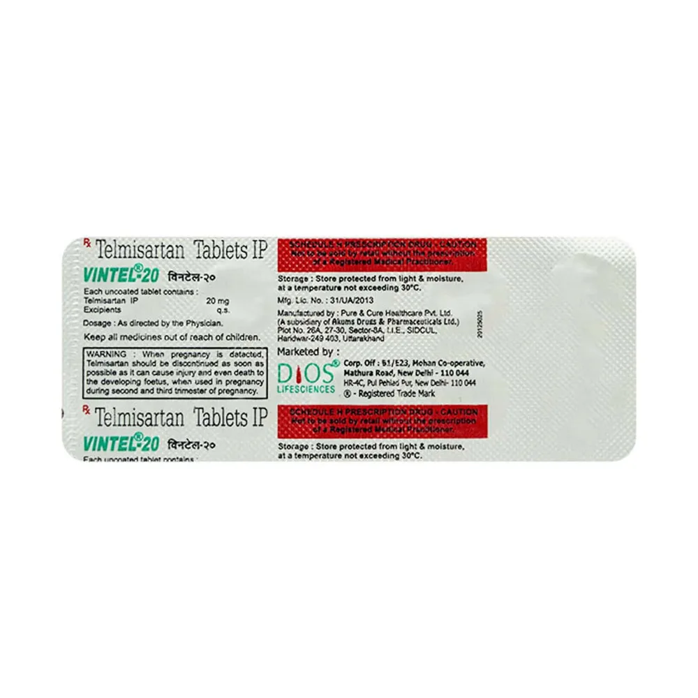 Vintel 20mg Strip Of 10 Tablets