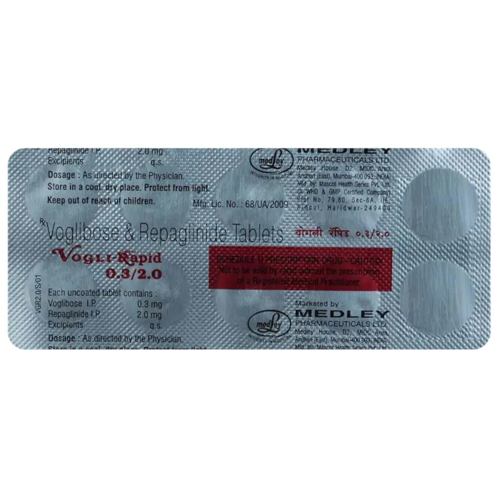 Vogli Rapid 0.3/2mg Strip Of 10 Tablets