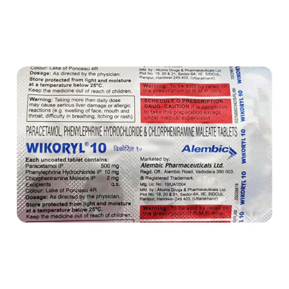 Wikoryl 10mg Strip Of 15 Tablets