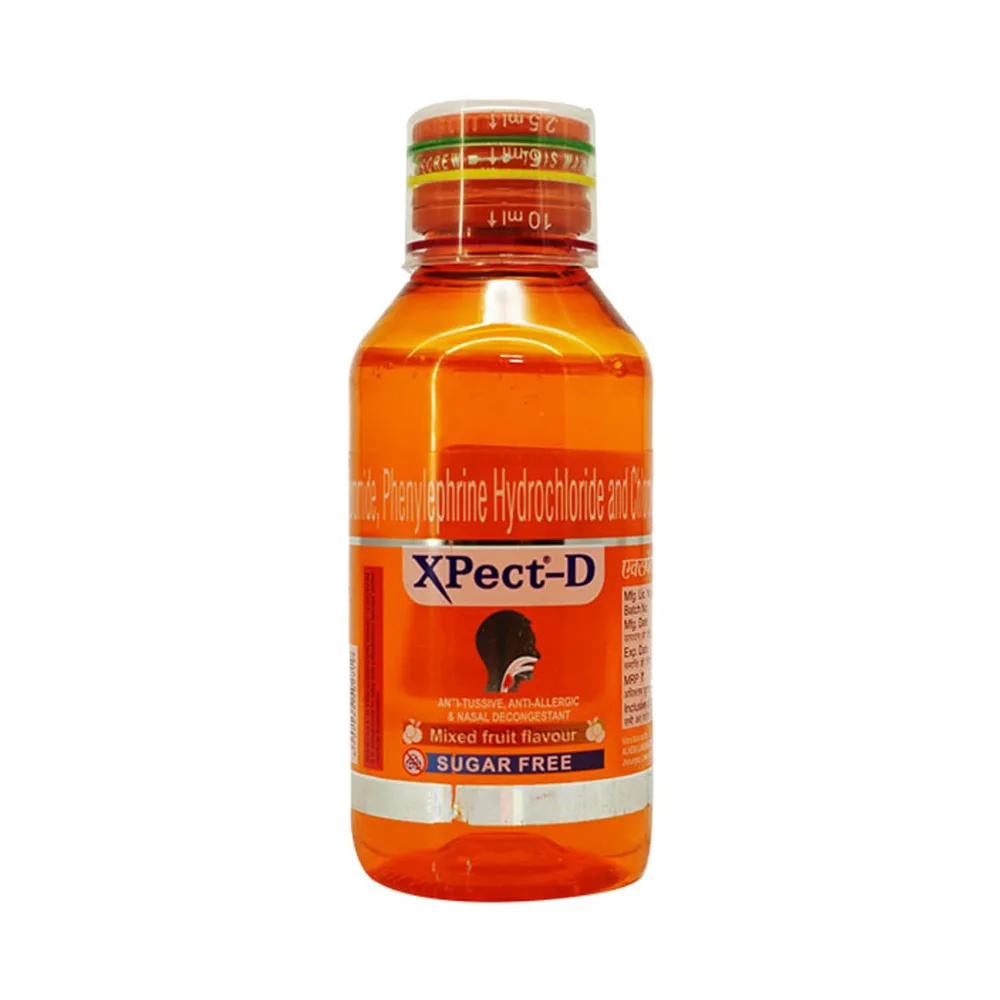 Xpect D Mixed Fruit Flavour Sugar Free Bottle Of 100ml Syrup