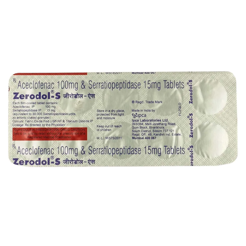 Zerodol S 100/15 Mg Strip Of 10 Tablets