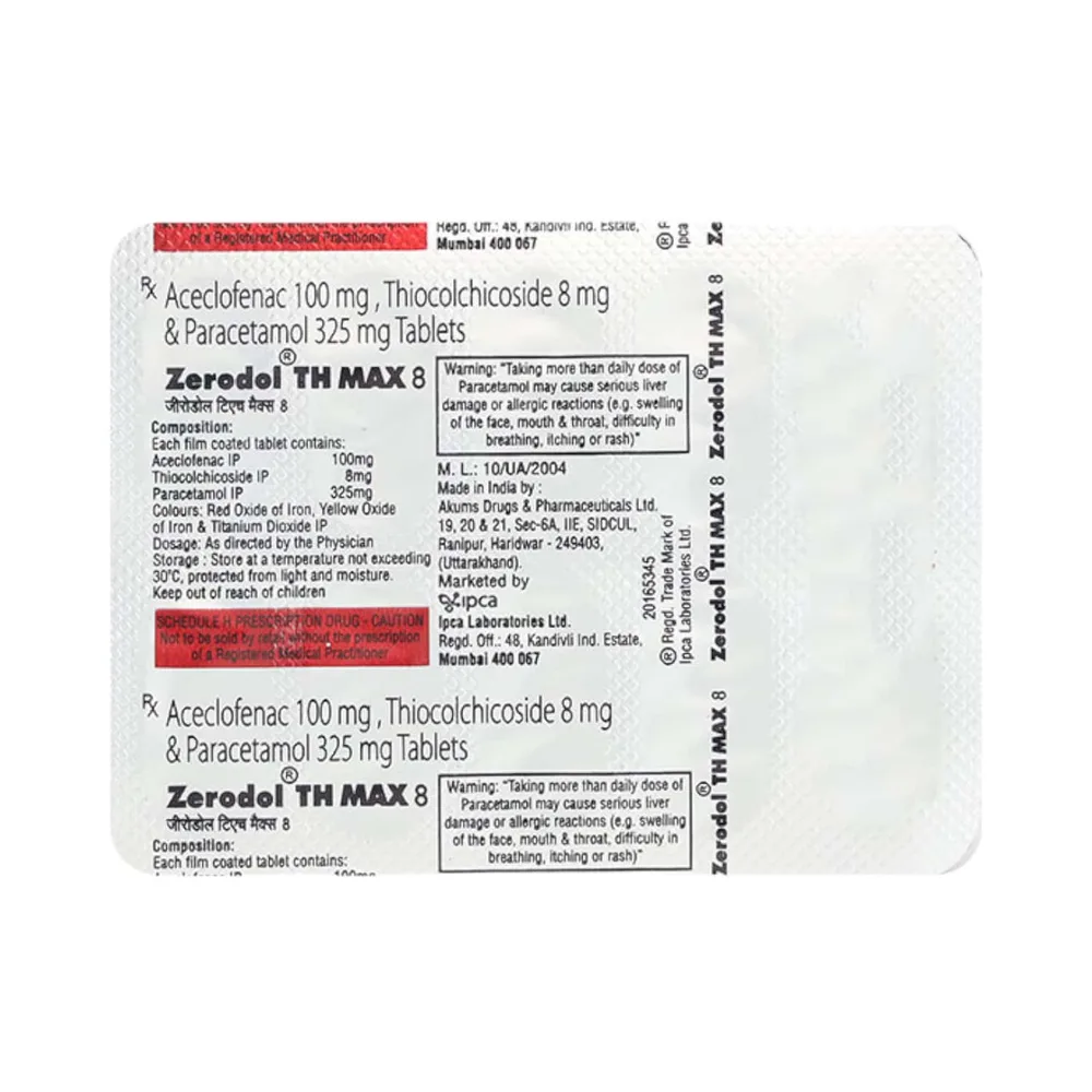 Zerodol Th Max 8mg Strip Of 10 Tablets