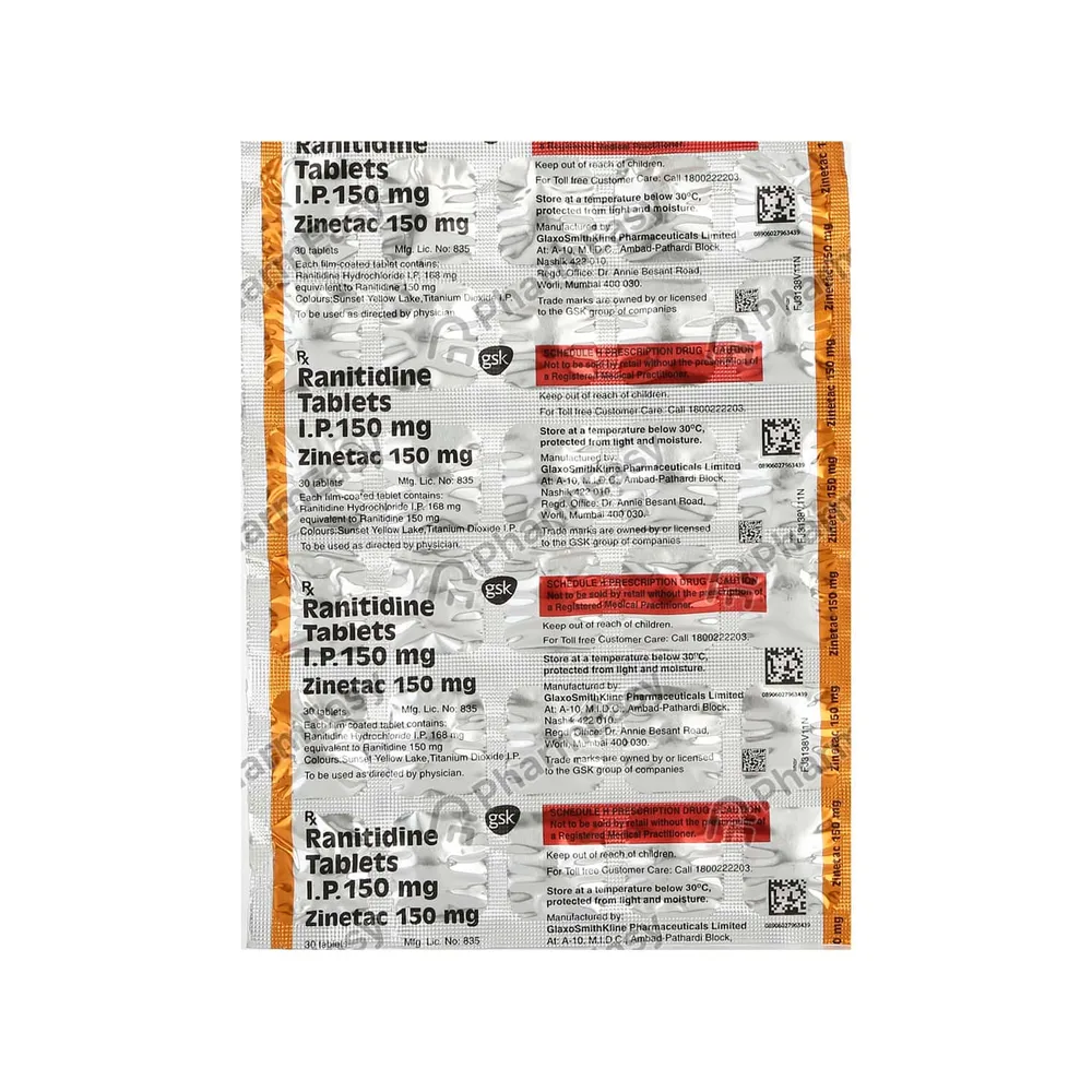 Zinetac 150mg Strip Of 30 Tablets