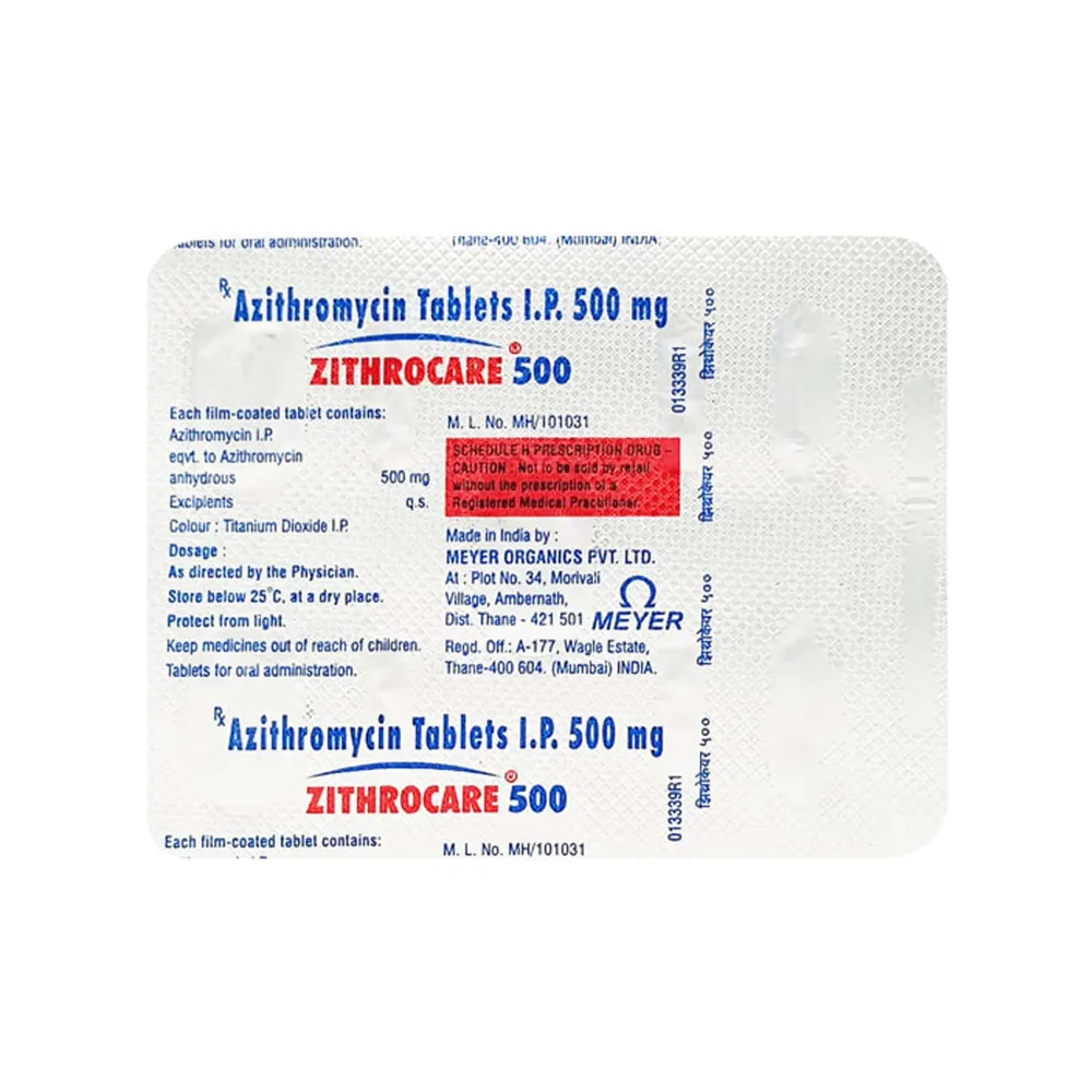 Zithrocare 500mg Strip Of 5 Tablets