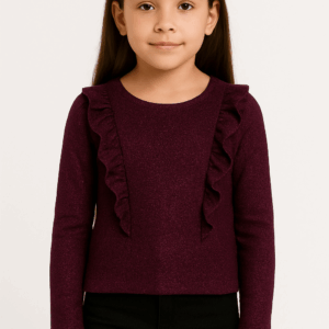 purple glitter frill top