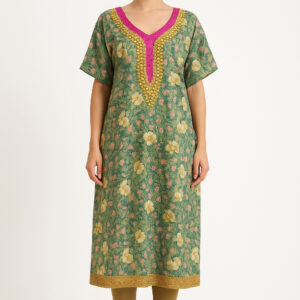 Green Floral Cotton Kurta