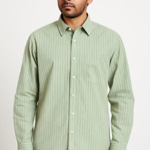 Sage Green Stripe Cotton Shirt
