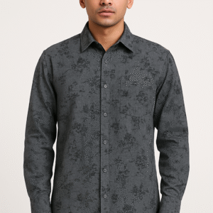 Charcoal Floral Cotton Shirt