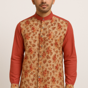 Rust Floral Panel Shirt