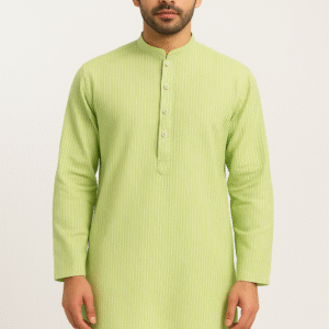 Men’s Light Green Striped Kurta