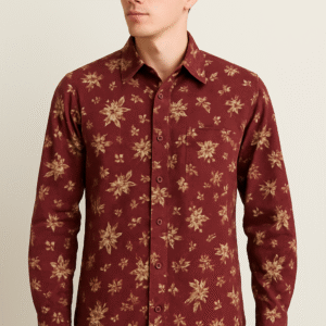 Maroon Floral Cotton Shirt