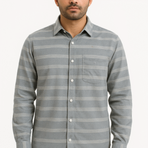 Grey Striped Casual Shirt