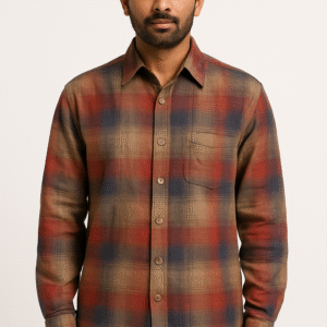 Beige Check Flannel Shirt