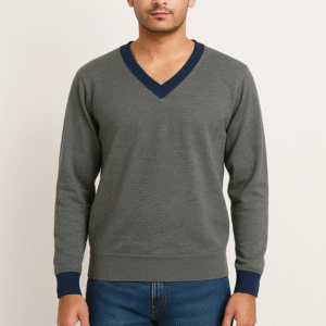 Grey V-neck sweater