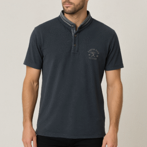 Charcoal Grey Henley Polo Tee